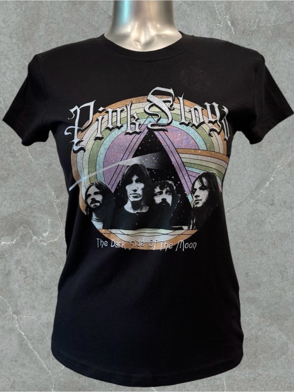 2 for $30 | Pink Floyd Black Tee with Pastel Rainbow Band Portrait